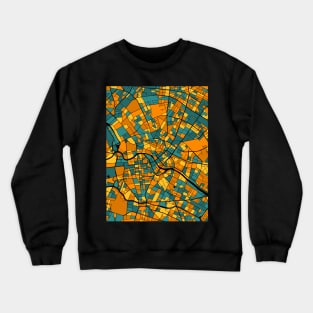 Berlin Map Pattern in Orange & Teal Crewneck Sweatshirt